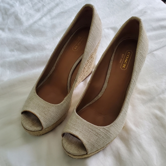 Coach Milan Met Linen Canvas Wedge Esdpadrille - Picture 2 of 15